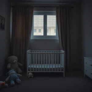 Empty baby crib symbolizing loss