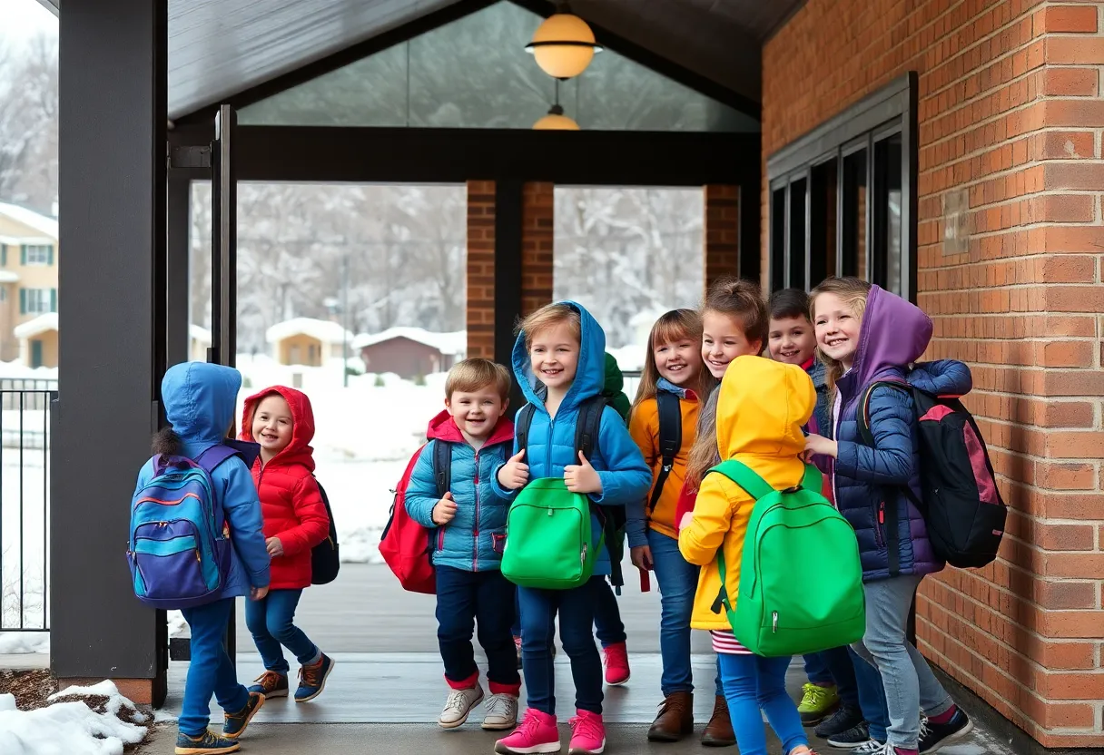 Students returning to school in Fayette County after a weather break.