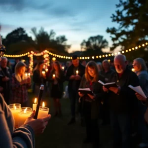 Community members gathered to honor firefighter Rick Whitaker with candles and tributes.