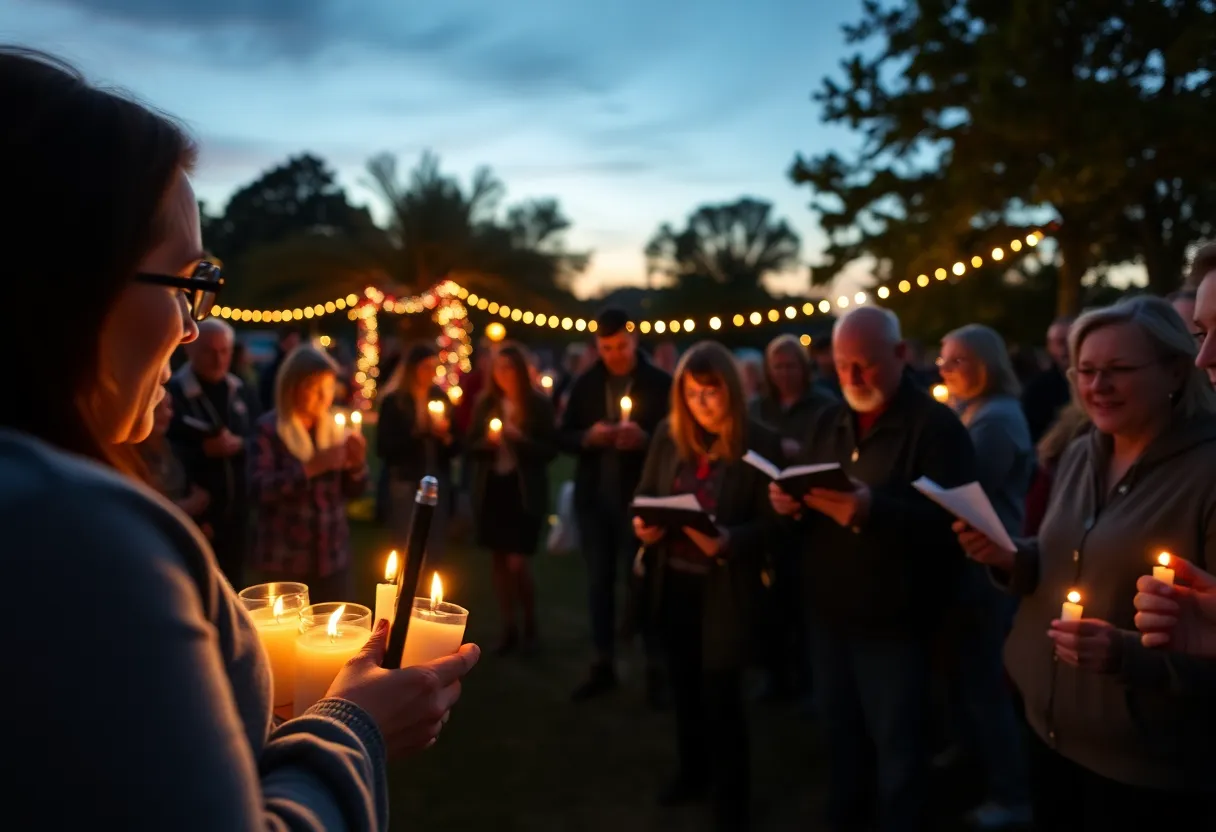 Community members gathered to honor firefighter Rick Whitaker with candles and tributes.