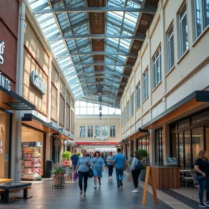 Hamburg Pavilion shopping center in Lexington with shoppers