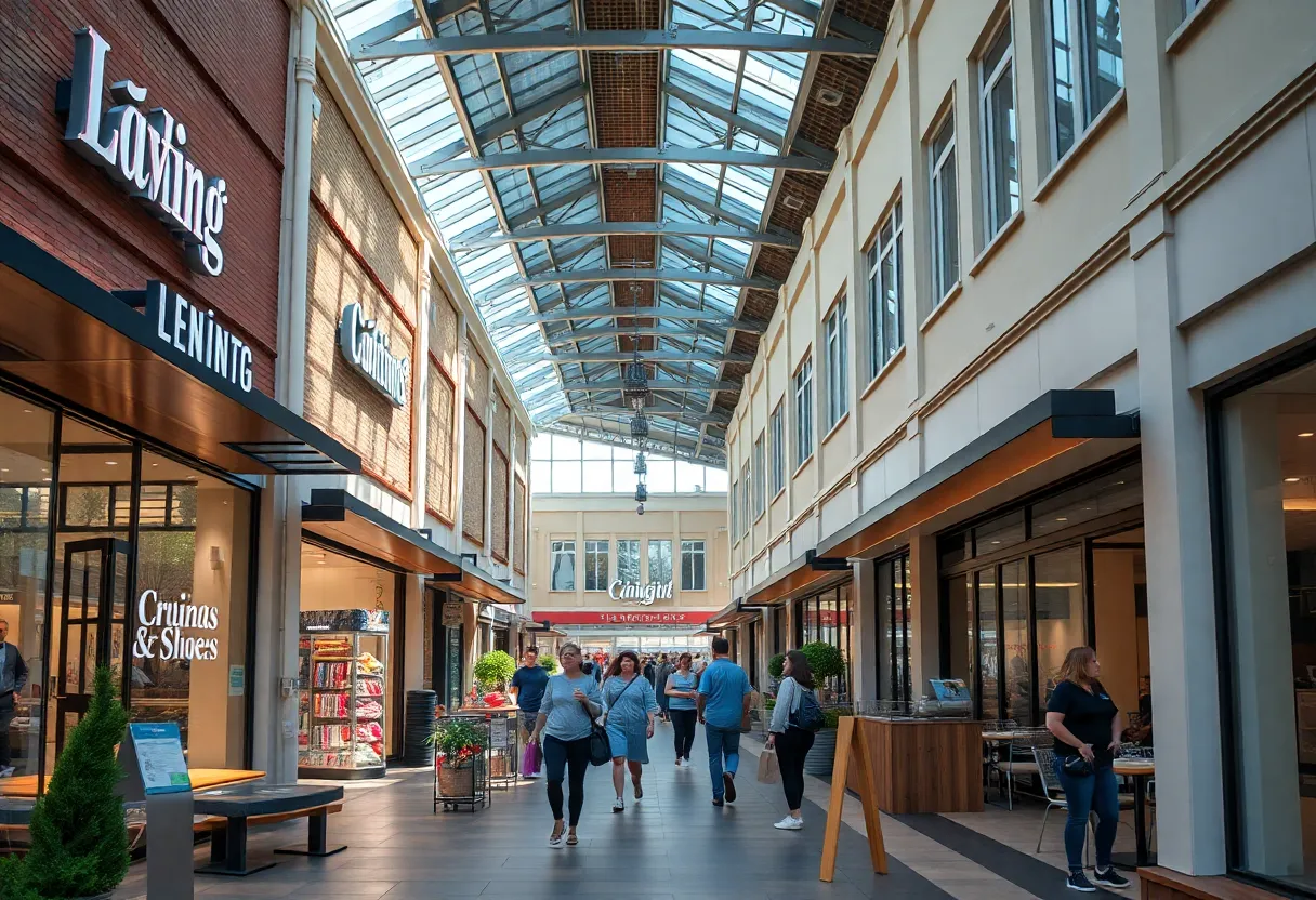 Hamburg Pavilion shopping center in Lexington with shoppers
