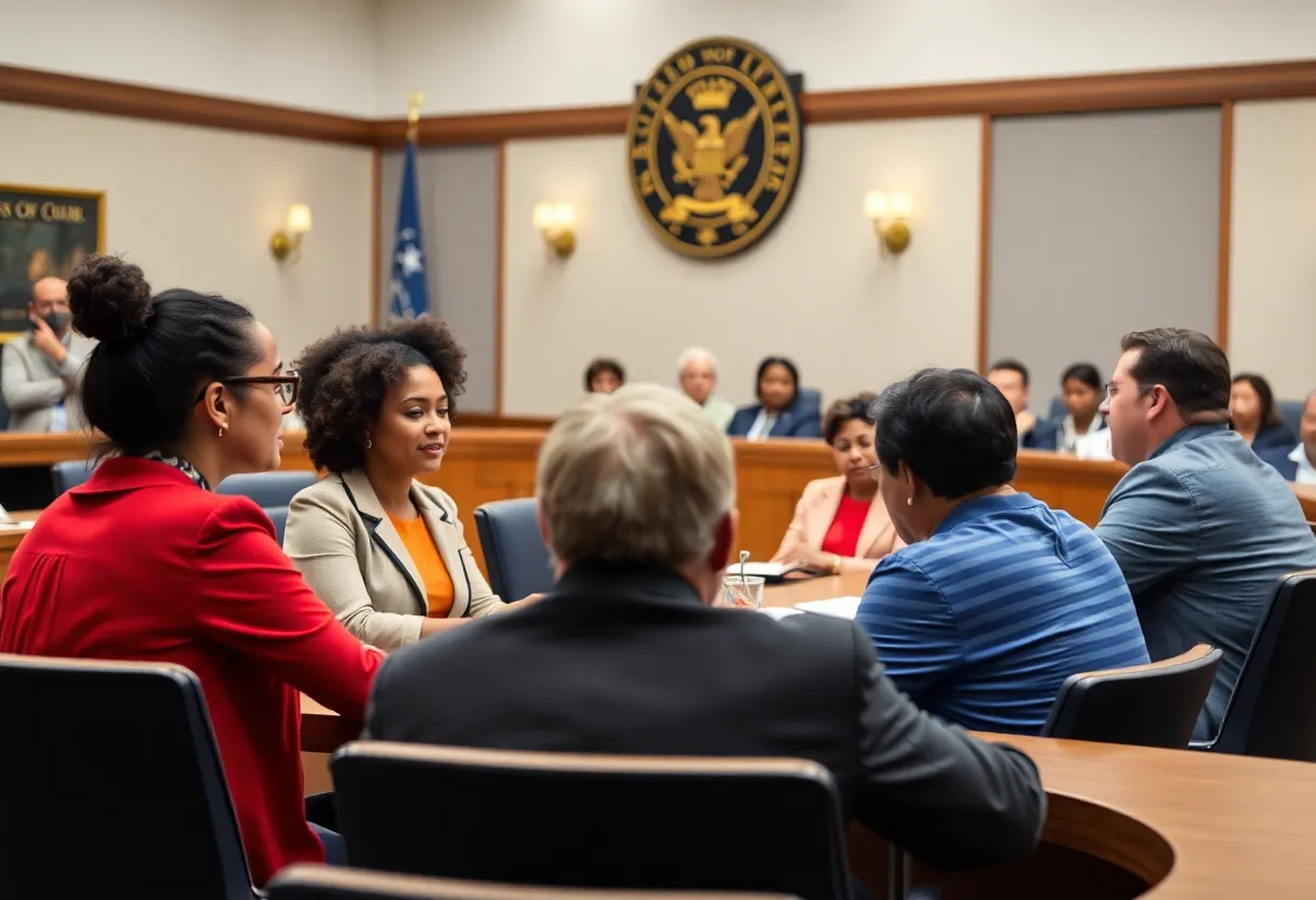 Diverse city council meeting symbolizing inclusivity.