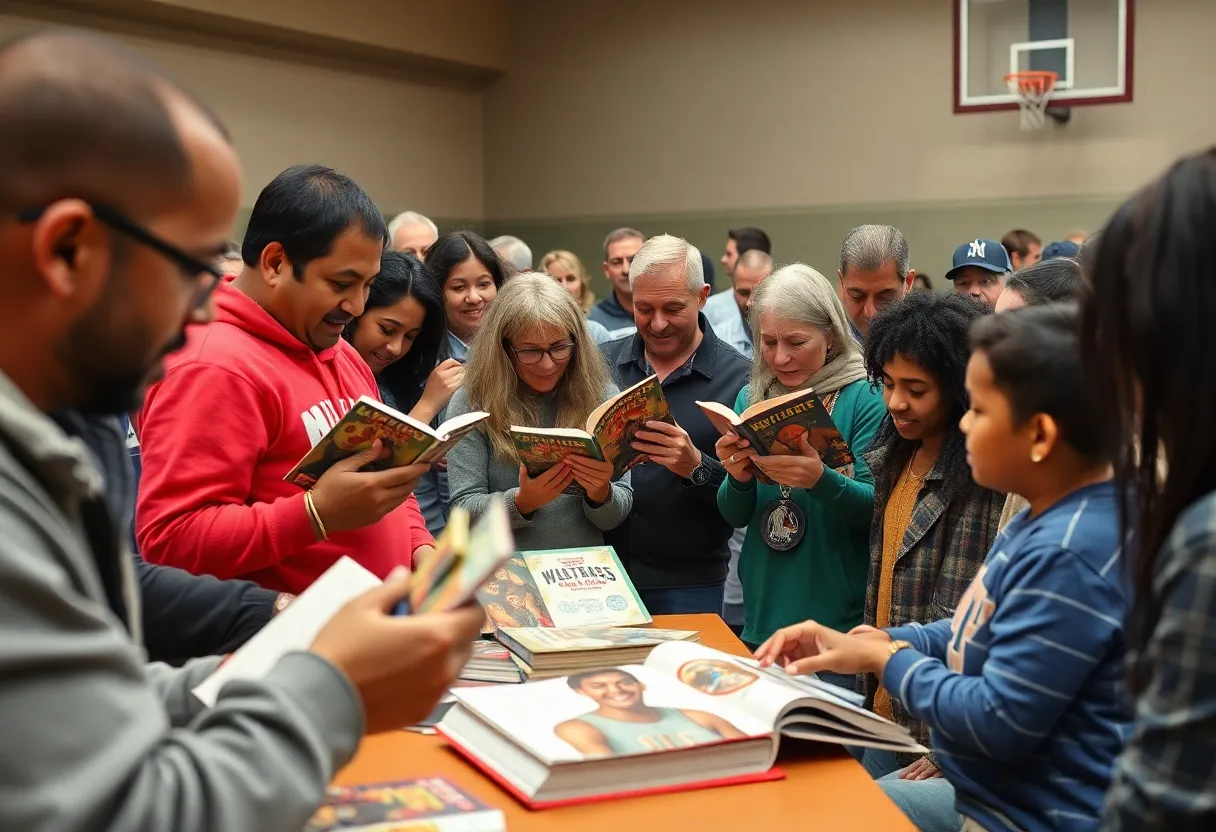 Crowd enjoying a book signing event