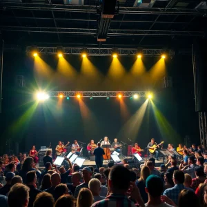 Crowd at Jack Harlow concert with orchestra