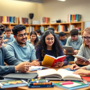 Diverse students in a university classroom actively engaging in learning.