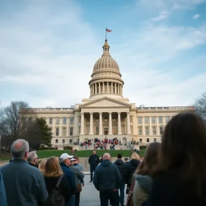 Kentucky State Capitol with political campaign imagery