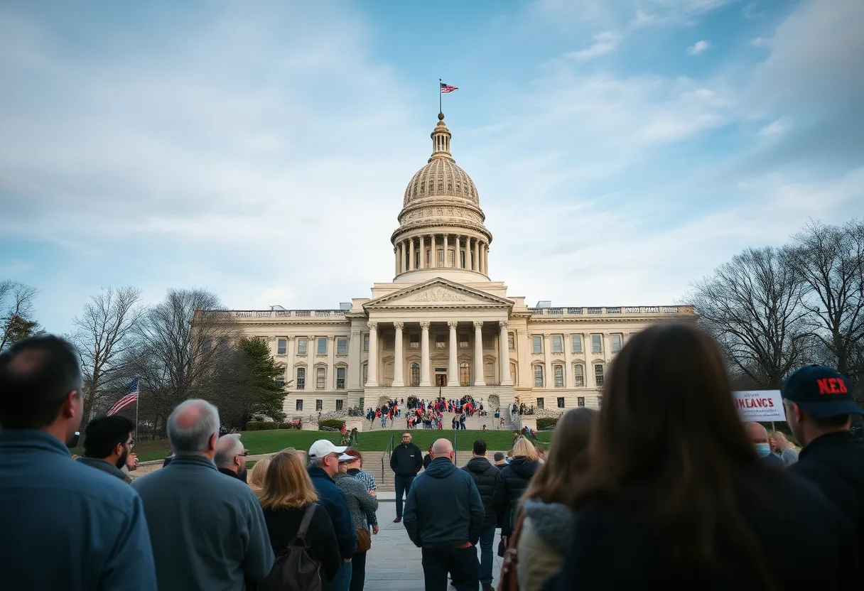 Kentucky State Capitol with political campaign imagery