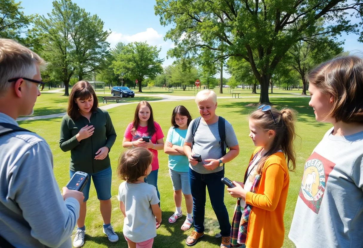 Families practicing tornado safety during a drill in Kentucky