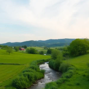 Lush rural landscape of Kentucky with rolling hills