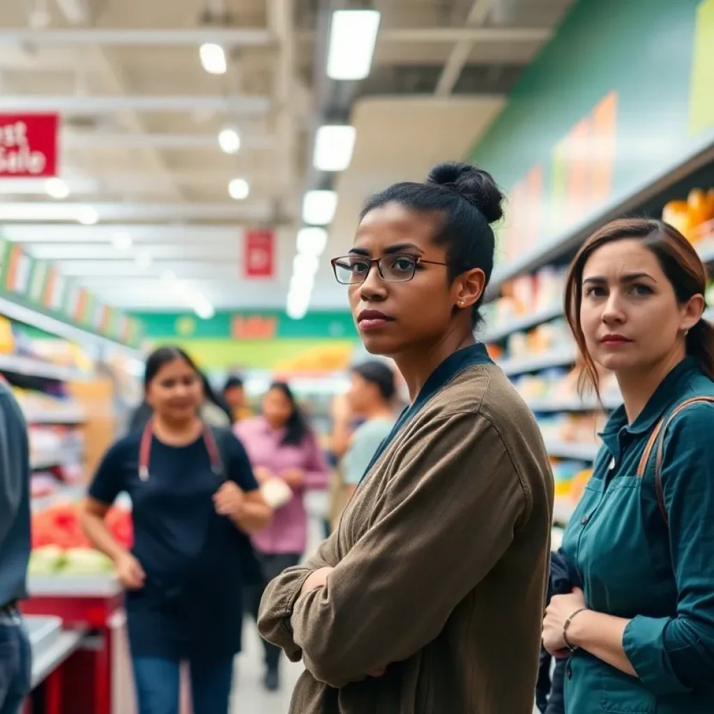 Kroger employees in a grocery store