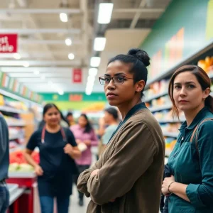 Kroger employees in a grocery store