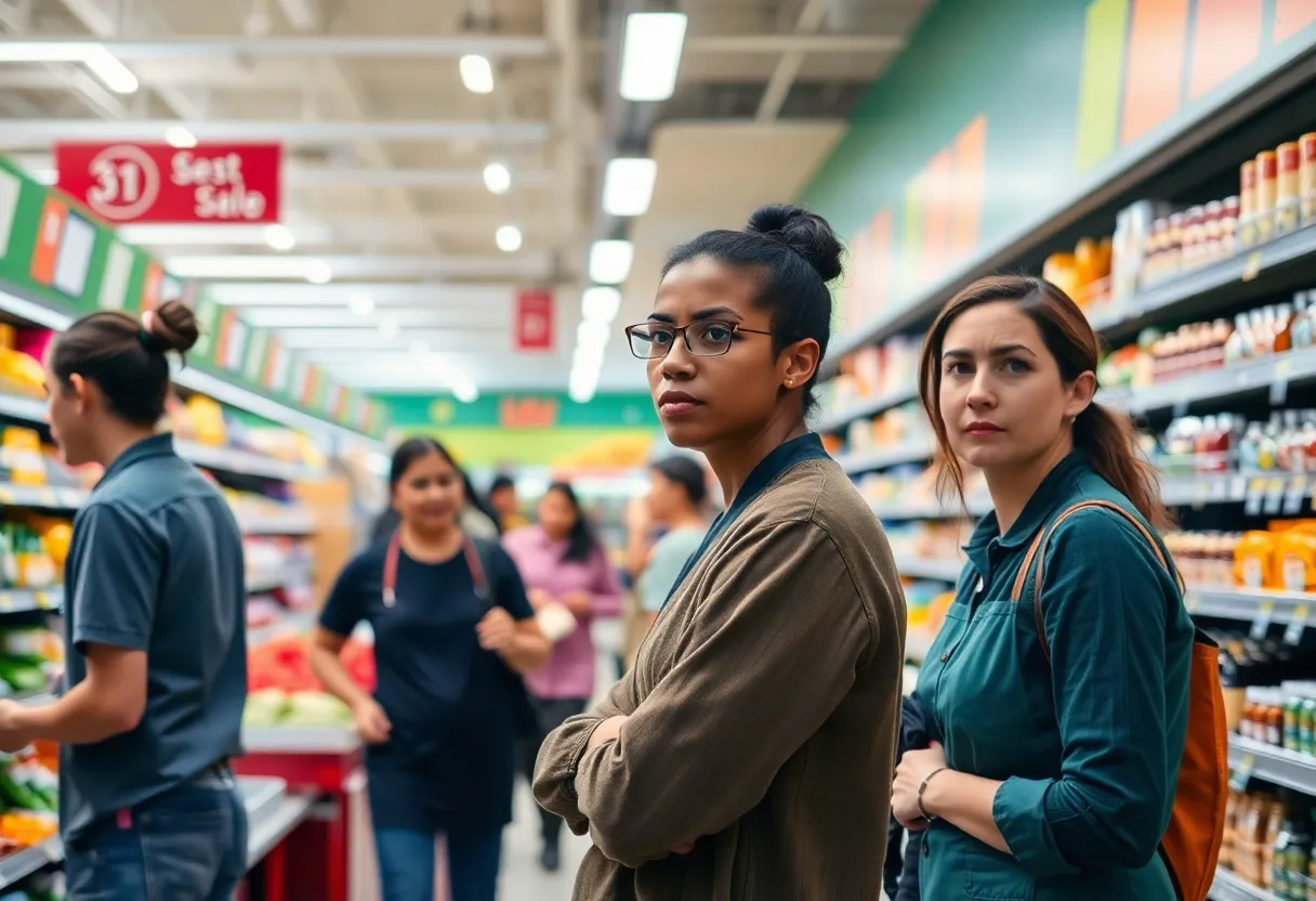 Kroger employees in a grocery store