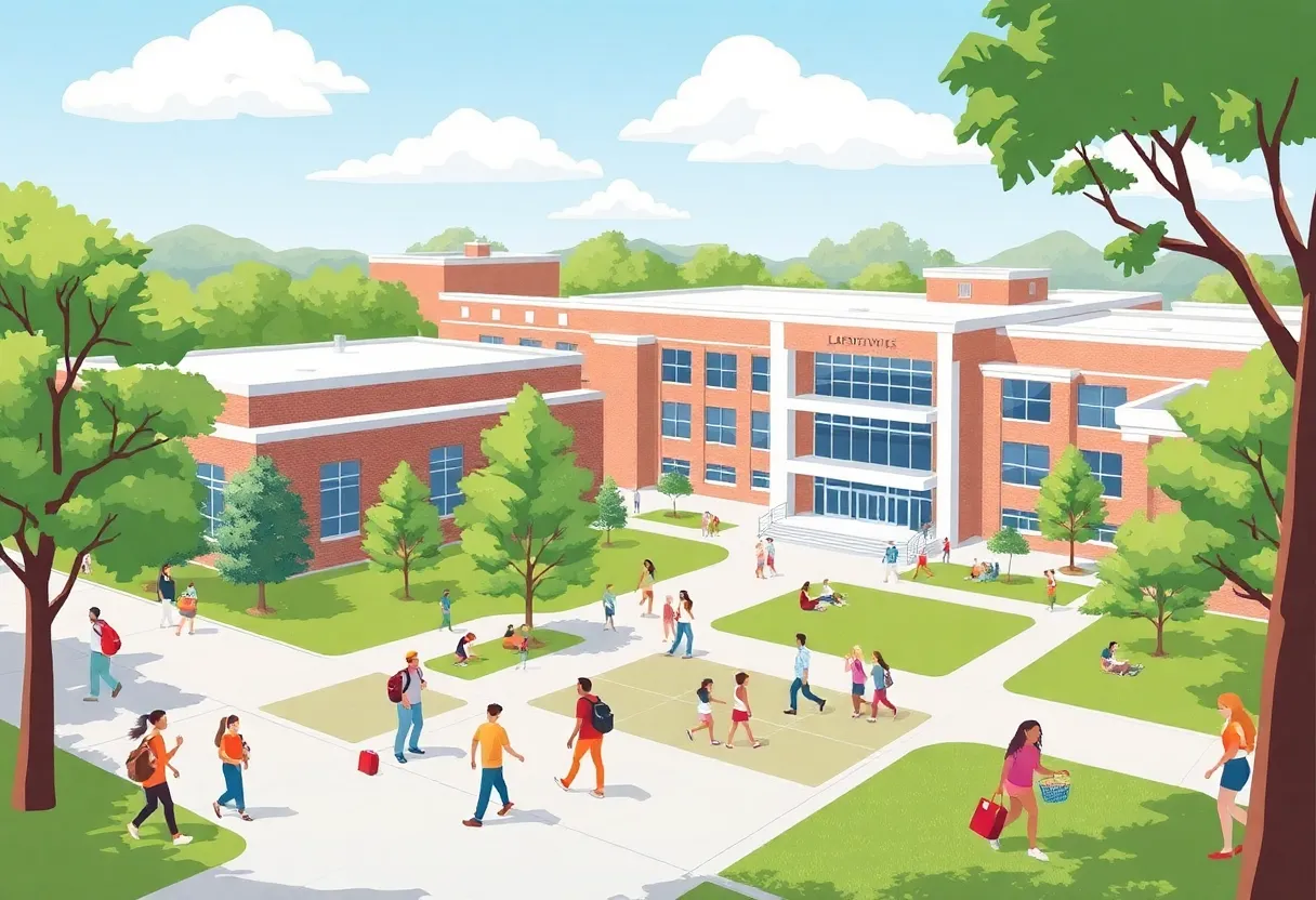 Concept art of a revamped Lafayette High School campus