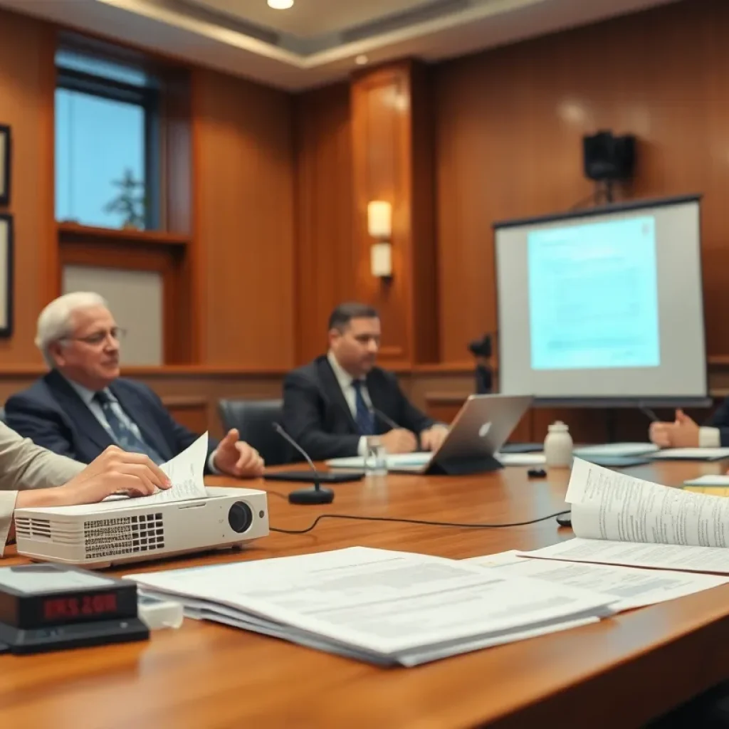 Lexington city officials discussing the upcoming budget in a meeting.