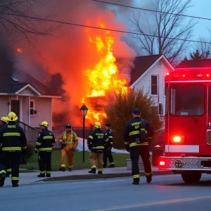 Firefighters responding to a house fire in Lexington, Kentucky
