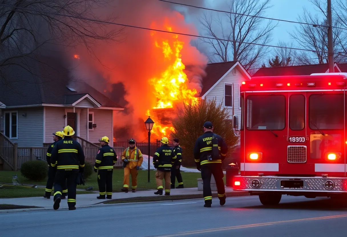 Firefighters responding to a house fire in Lexington, Kentucky