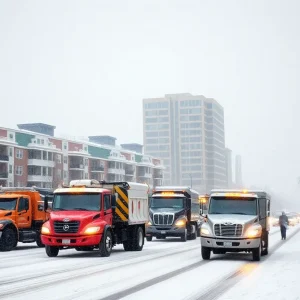 Snow-covered streets in Lexington, KY