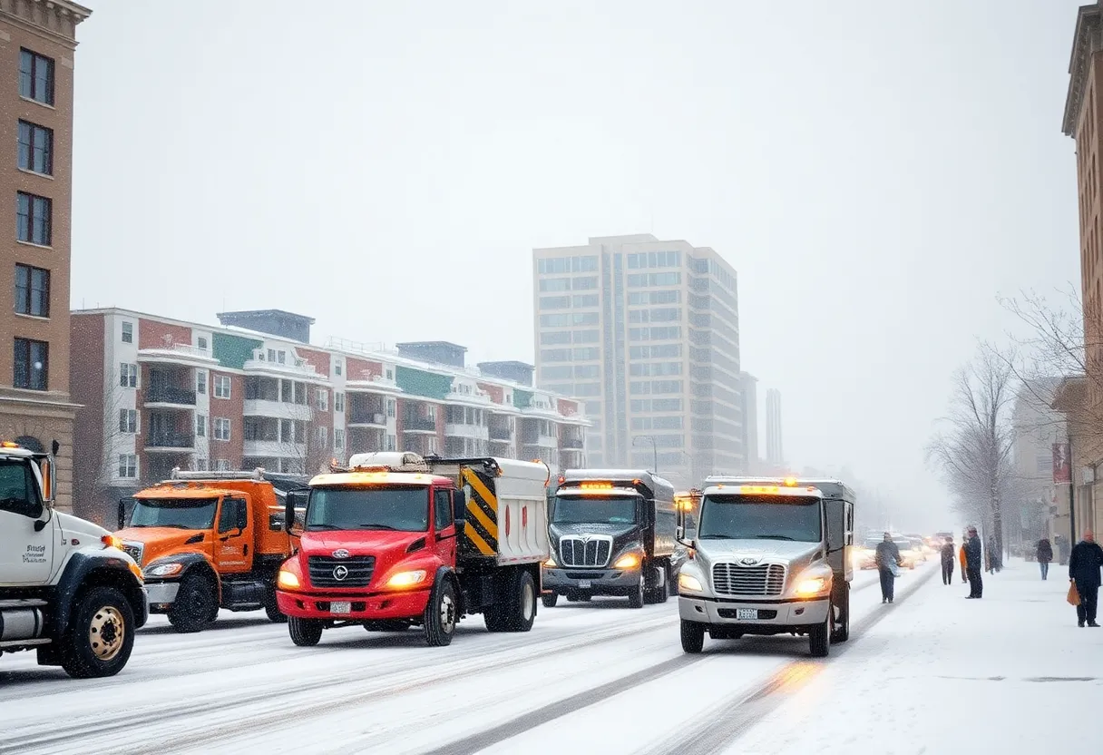 Snow-covered streets in Lexington, KY