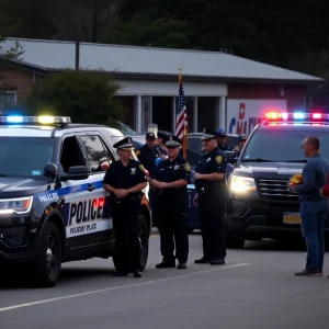 Community members paying tribute during a police procession