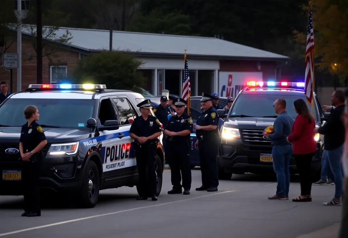 Community members paying tribute during a police procession