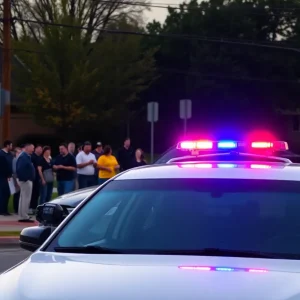 Police car at the scene of a traffic stop in Lexington
