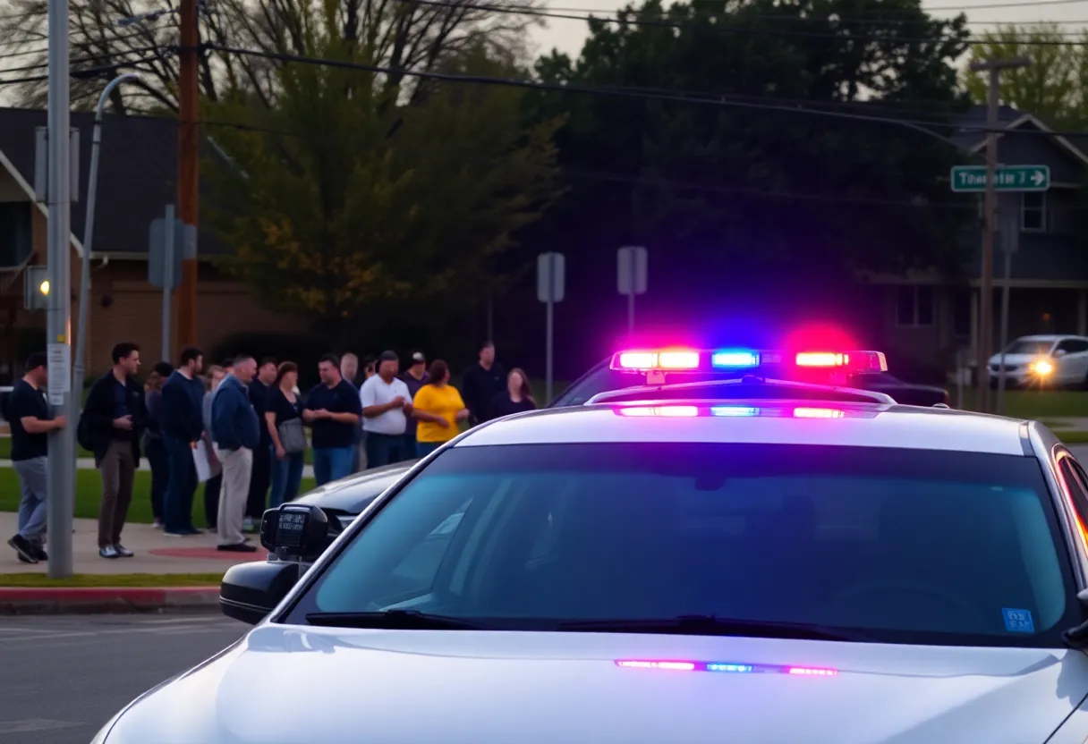 Police car at the scene of a traffic stop in Lexington