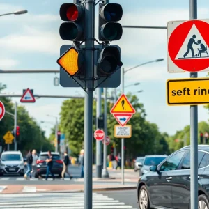 Busy intersection in Lexington highlighting traffic safety