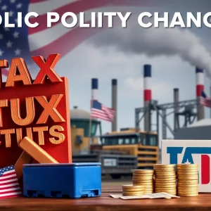 Visual representation of economic policy changes related to tax cuts and tariffs.