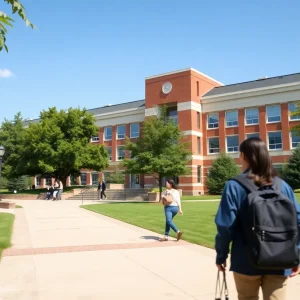 University of Kentucky building with students for campus safety