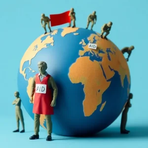 Illustration representing the impact of the dismantling of USAID.