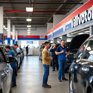 Valvoline automotive service center with customers and staff