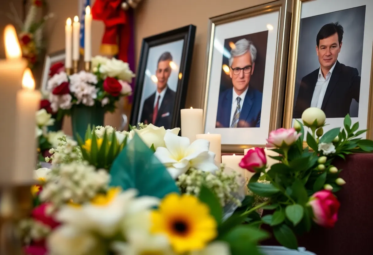 A memorial service honoring journalist Vanessa Gallman, with flowers and candles.