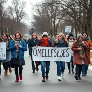 Participants in the Walk for Warmth event in Lexington showing solidarity against homelessness.