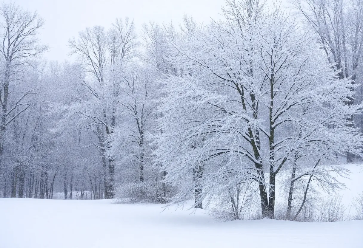 Snow-covered landscape in Kentucky during Winter Storm Blair