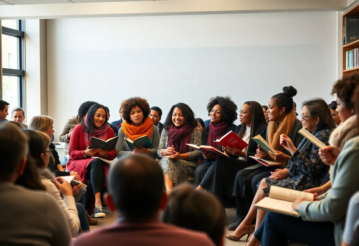 Panel of authors discussing LGBTQ+ literature at UK event