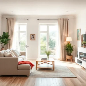 A spotless living room representing joy and support from cleaning services for cancer patients.
