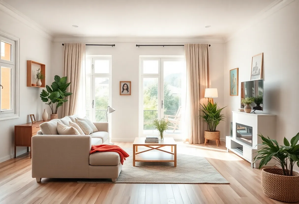 A spotless living room representing joy and support from cleaning services for cancer patients.