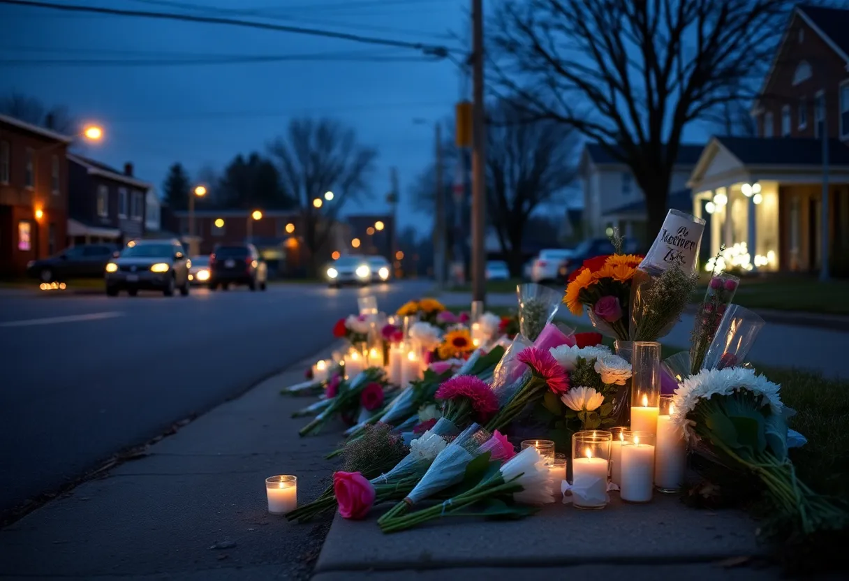 Memorial setup for shooting victim in Lexington KY