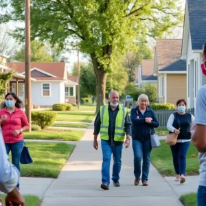 A neighborhood in Lexington, Kentucky, showcasing community members interacting positively.