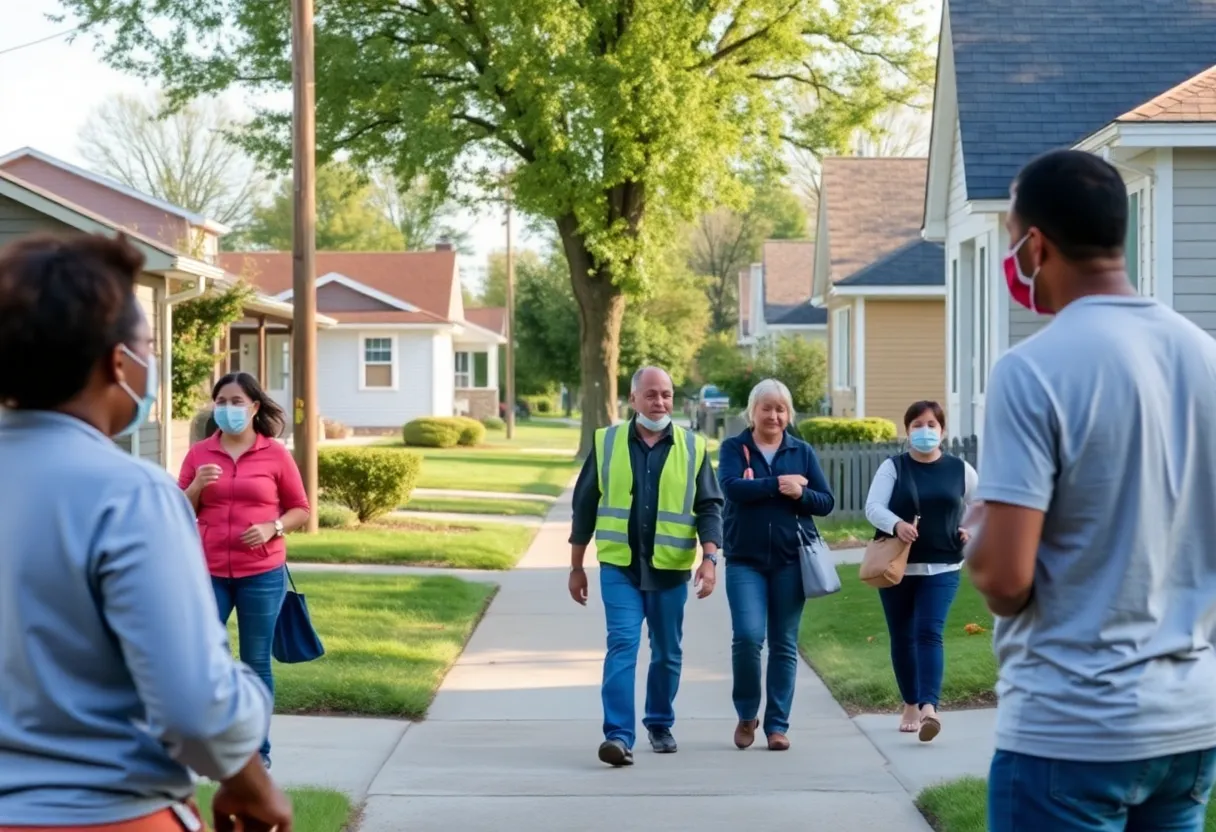A neighborhood in Lexington, Kentucky, showcasing community members interacting positively.