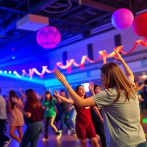 Students dancing at the University of Kentucky DanceBlue event