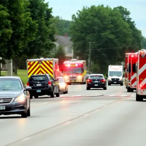 Emergency responders at the scene of a vehicle collision on Tates Creek Road in Lexington