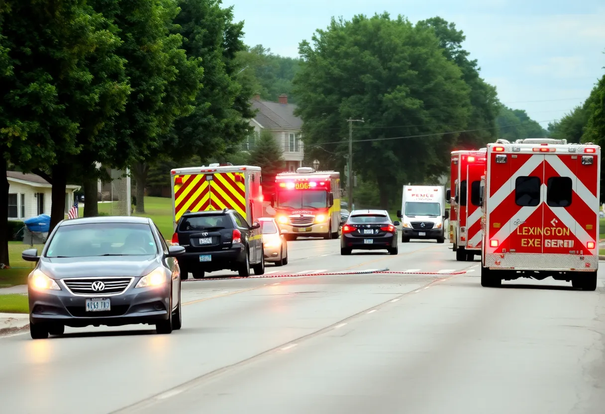 Emergency responders at the scene of a vehicle collision on Tates Creek Road in Lexington