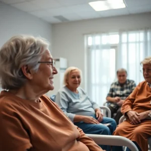 Elderly patients being cared for in a medical facility