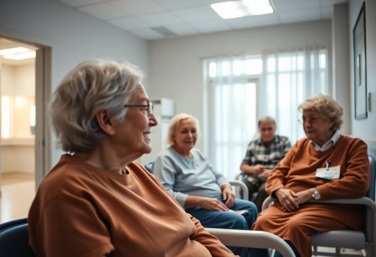 Elderly patients being cared for in a medical facility