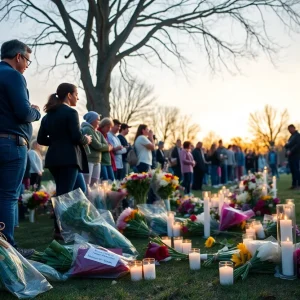 Community members gathering for a vigil in Highland Park