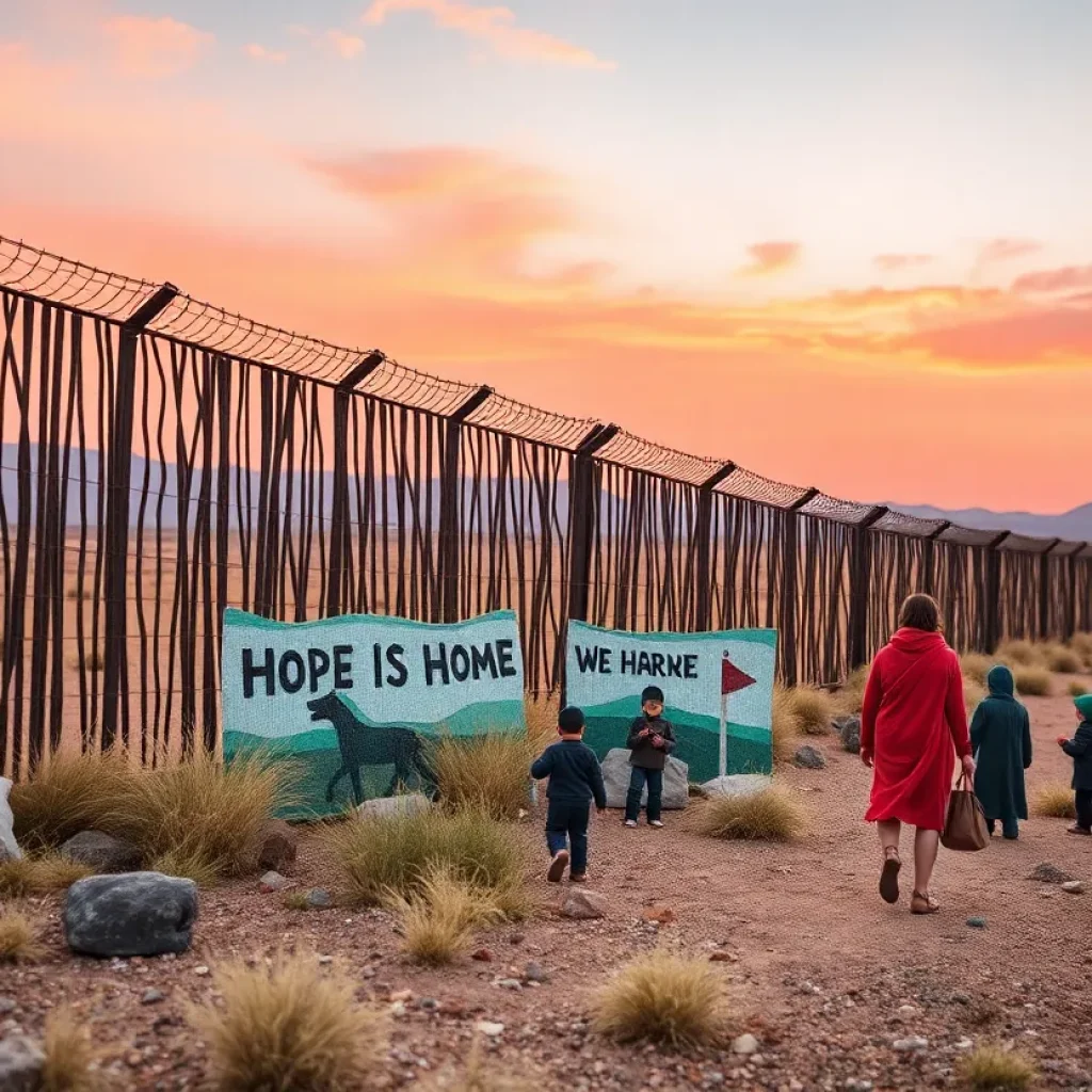 Artistic representation of migration and human smuggling