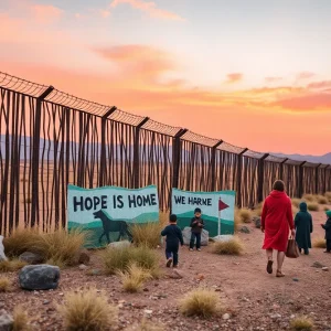 Artistic representation of migration and human smuggling
