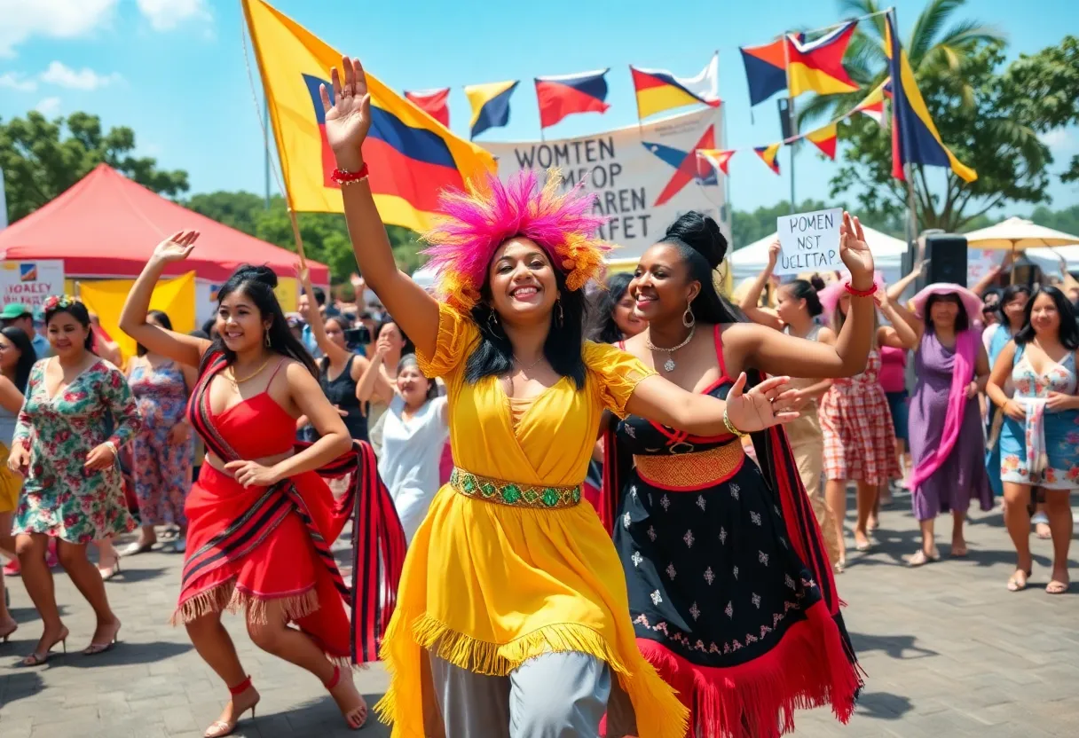 Dancers performing at the International Women’s Day Festival in Lexington, Kentucky